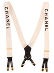 Chanel Logo Suspenders White