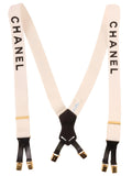 Chanel Logo Suspenders White
