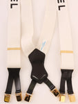 Chanel Logo Suspenders White