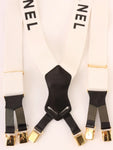Chanel Logo Suspenders White