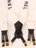 Chanel Logo Suspenders White