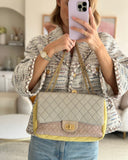 *SUPER FIRE PRICE* Chanel Large Jersey Reissue Pastel Yellow, Grey and Pink with Antique Gold Hardware