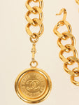 Chanel Logo Plate Cc Mark Coin Charm Chain Belt Gold