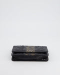*HOT* Chanel Black and Gold Wallet on Chain Bag in Python with Ruthenium Hardware