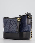 *FIRE PRICE* Chanel Blue & Black Small Gabrielle Bag in Lambskin Leather with Mixed Hardware