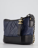 *FIRE PRICE* Chanel Blue & Black Small Gabrielle Bag in Lambskin Leather with Mixed Hardware