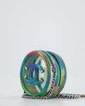*HOT* Chanel Rainbow Green Filigree PVC CC Mini Round Crossbody Bag with Silver Hardware