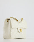 *RARE* Chanel Vintage White Caviar Mini Square Flap Bag with 24K Gold Hardware