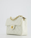 *RARE* Chanel Vintage White Caviar Mini Square Flap Bag with 24K Gold Hardware