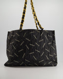 *RARE* Chanel Vintage Black Bag in Quilted Canvas Logo Print with Gold Hardware