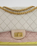 *SUPER FIRE PRICE* Chanel Large Jersey Reissue Pastel Yellow, Grey and Pink with Antique Gold Hardware