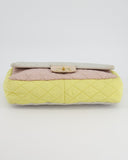 *SUPER FIRE PRICE* Chanel Large Jersey Reissue Pastel Yellow, Grey and Pink with Antique Gold Hardware