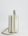 *HOT* Chanel White Caviar Vanity Case with Zebra Motif CC Logo and Silver Hardware