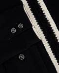 *SUPER HOT* Chanel 22C Black, White Metallic Tweed Trim Silk Jacket and Wide-Leg Trouser Set with Crystal CC Logo Detail Size FR 42-44 (UK 14-16) Jacket RRP ¬£5,420