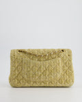 *SUPER HOT* Chanel Beige Raffia Medium Classic Double Flap Bag with Brushed Gold Hardware and Gold Leather Interior