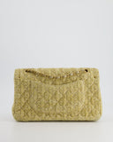 *SUPER HOT* Chanel Beige Raffia Medium Classic Double Flap Bag with Brushed Gold Hardware and Gold Leather Interior