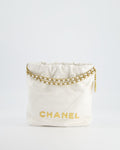 *HOT* Chanel Mini 22 Bag in White Calfskin with Gold Hardware