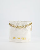 *HOT* Chanel Mini 22 Bag in White Calfskin with Gold Hardware