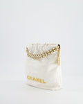 *HOT* Chanel Mini 22 Bag in White Calfskin with Gold Hardware