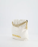 *HOT* Chanel Mini 22 Bag in White Calfskin with Gold Hardware