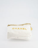 *HOT* Chanel Mini 22 Bag in White Calfskin with Gold Hardware