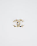 *HOT* Chanel Large CC Pearls and Blue Crystals Brooch with Champagne Gold Hardware&nbsp;