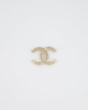 *HOT* Chanel Large CC Pearls and Blue Crystals Brooch with Champagne Gold Hardware&nbsp;