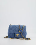 *HOT* Chanel Coco Crush Mini Square Flap Bag in Denim with Brushed Gold Hardware