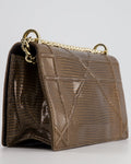 *RARE* Christian Top quality Dior Brown Medium Top quality Diorama Bag in Lizard Leather with Champagne Gold Hardware
