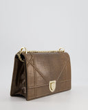 *RARE* Christian Top quality Dior Brown Medium Top quality Diorama Bag in Lizard Leather with Champagne Gold Hardware