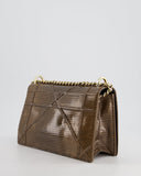 *RARE* Christian Top quality Dior Brown Medium Top quality Diorama Bag in Lizard Leather with Champagne Gold Hardware