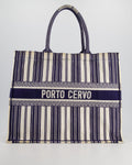*FIRE PRICE* Christian Top quality Dior Navy & White La Canvas Porto Cervo Edition Book Tote