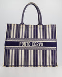 *FIRE PRICE* Christian Top quality Dior Navy & White La Canvas Porto Cervo Edition Book Tote