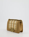 *LIMITED EDITION* Chanel Gold Metallic Small Boy Bag In Calfskin Leather with Antique Gold Hardware CC Details