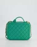 *HOT* Chanel Mint Green Medium CC Vanity Case Bag in Caviar Leather with Brushed Gold Hardware