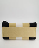*HOT* Chanel Beige, Black and White Raffia Deauville Tote Bag with Pastel Logo and Champagne Gold Hardware