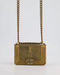 *RARE* Chanel Bronze Micro Boy Bag in Stingray & Calfskin Leather with Antique Bronze Hardware