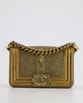 *RARE* Chanel Bronze Micro Boy Bag in Stingray & Calfskin Leather with Antique Bronze Hardware