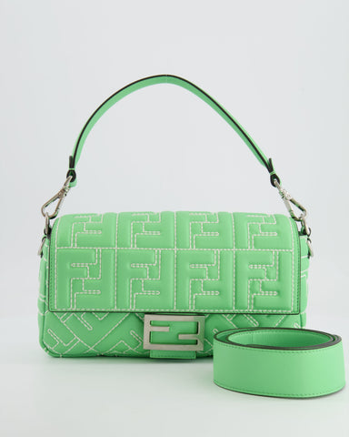 *Limited Edition* Top quality Fendi 2023 Green Edamame Leather Baguette Bag with Silver Hardware