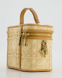 *HOT* Christian Top quality Dior 2021 Beige Lady Small Vanity Case Bag in Raffia & Leather with Gold Hardware