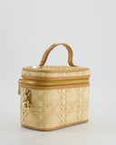 *HOT* Christian Top quality Dior 2021 Beige Lady Small Vanity Case Bag in Raffia & Leather with Gold Hardware