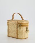 *HOT* Christian Top quality Dior 2021 Beige Lady Small Vanity Case Bag in Raffia & Leather with Gold Hardware
