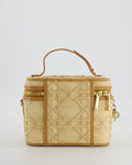 *HOT* Christian Top quality Dior 2021 Beige Lady Small Vanity Case Bag in Raffia & Leather with Gold Hardware