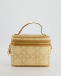 *HOT* Christian Top quality Dior 2021 Beige Lady Small Vanity Case Bag in Raffia & Leather with Gold Hardware