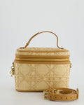 *HOT* Christian Top quality Dior 2021 Beige Lady Small Vanity Case Bag in Raffia & Leather with Gold Hardware