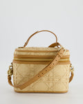 *HOT* Christian Top quality Dior 2021 Beige Lady Small Vanity Case Bag in Raffia & Leather with Gold Hardware