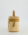 *HOT* Christian Dior 2021 Beige Lady Small Vanity Case Bag in Raffia & Leather with Gold Hardware