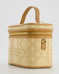 *HOT* Christian Top quality Dior 2021 Beige Lady Small Vanity Case Bag in Raffia & Leather with Gold Hardware