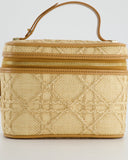 *HOT* Christian Dior 2021 Beige Lady Small Vanity Case Bag in Raffia & Leather with Gold Hardware