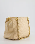 *RARE* Chanel Vintage Mini Beige GST Shopper Tote Bag in Caviar Leather with Gold Hardware